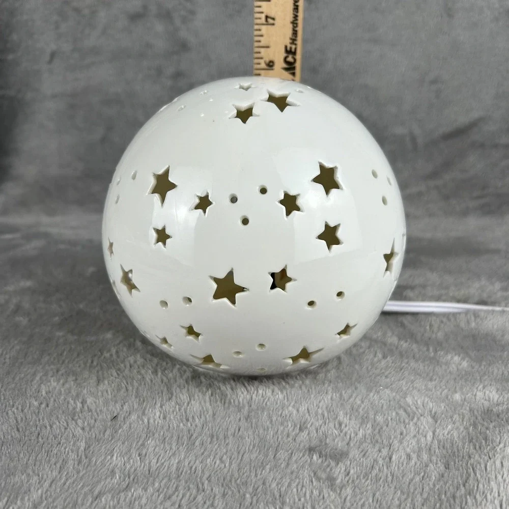 White Ceramic Starry Globe Light Electric Celestial Table Lamp 5.5 inch